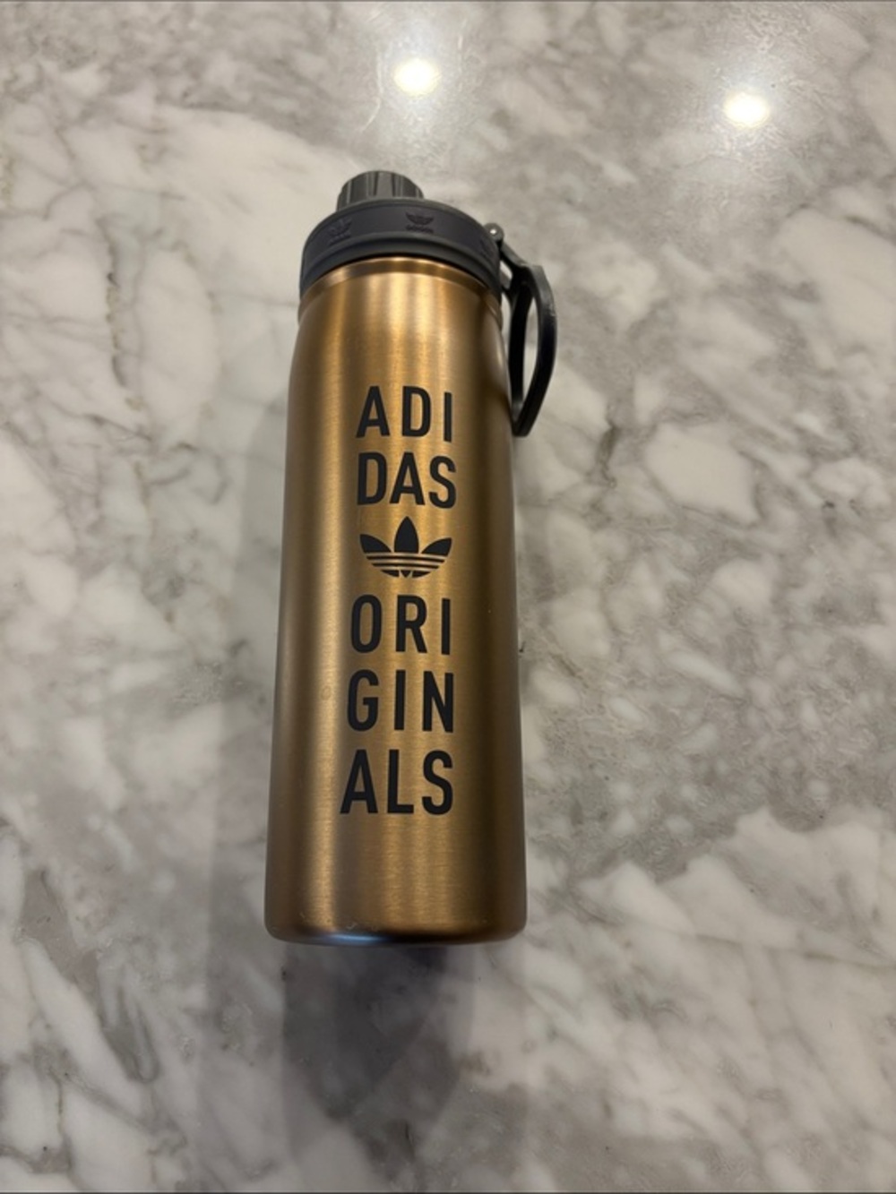 adidas Originals Metallic Gold Water Bottle with gray Logo